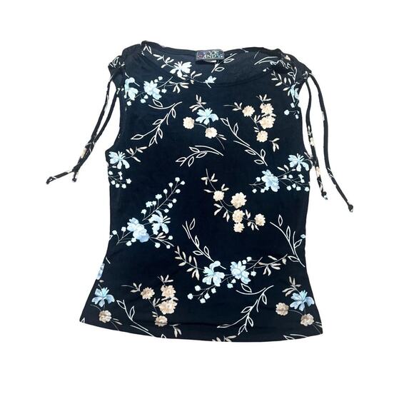 90'S VTG. EYE CANDY FLORAL ALL OVER PRINT TANK TOP BLOUSE SMALL - Picture 3 of 6